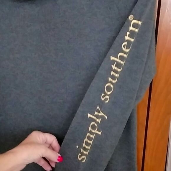 Simply Southern Small Gray Hoodie Lightweight Pullover - Picture 9 of 15